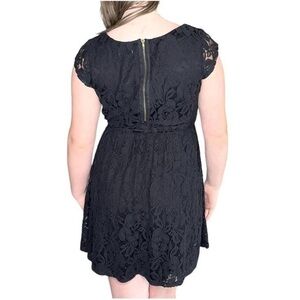 size small womens casual formal dress pretty lace flower pattern black